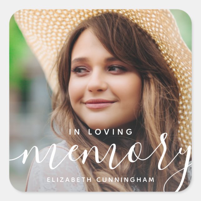 Sticker Carré In Love Memory Memorial Modern Elegant Photo (Devant)