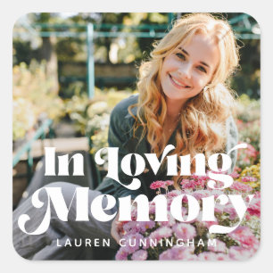 Sticker Carré In Love Memory Vintage Retro Photo Memorial