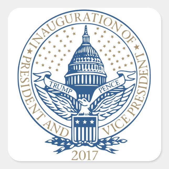Sticker Carré Inauguration présidentielle Trump Pence 2017 (Devant)