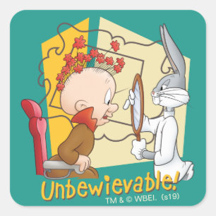 Sticker Carré "Incroyable" Barbier Bugs Bunny™ et Elmer Fudd