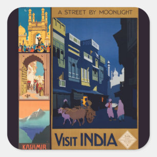 Sticker Carré Inde Travel Poster collants collants