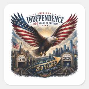 Sticker Carré Indépendance américaine 250 ans d'aigle de liberté
