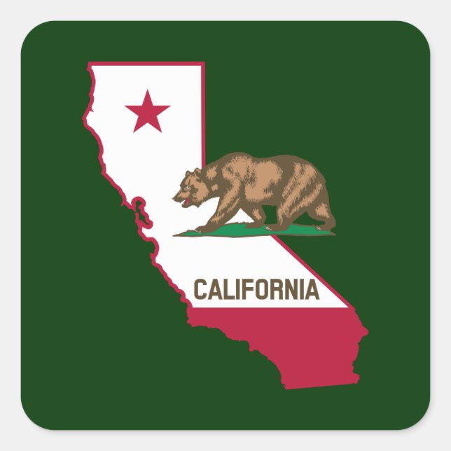 Sticker Carré Indicateur et drapeau de Californie (Devant)