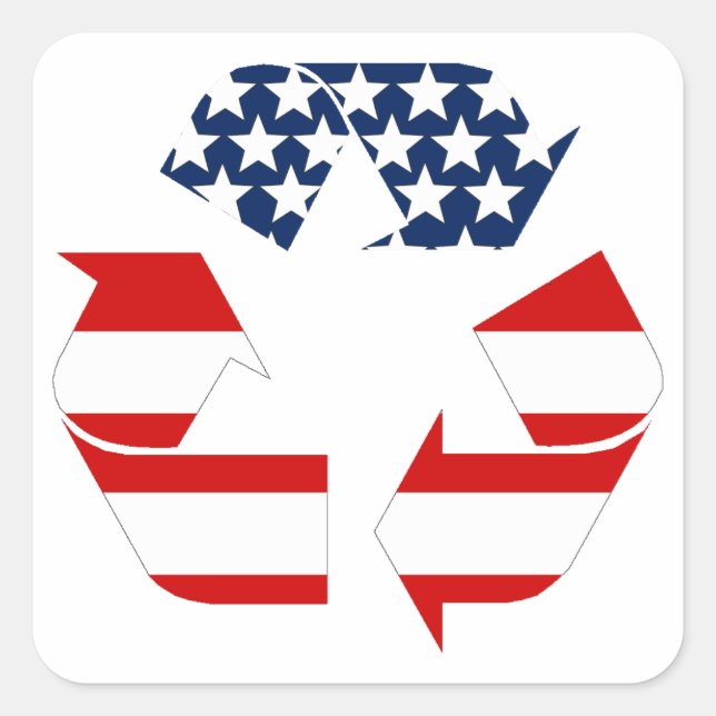 Sticker Carré Indicateur USA - Symbole rouge blanc & bleu Recycl (Devant)
