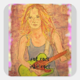 Sticker Carré indie rock girl art