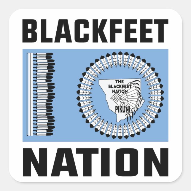 Sticker Carré Indiens noirs, drapeau de la nation Blackpieds (Devant)