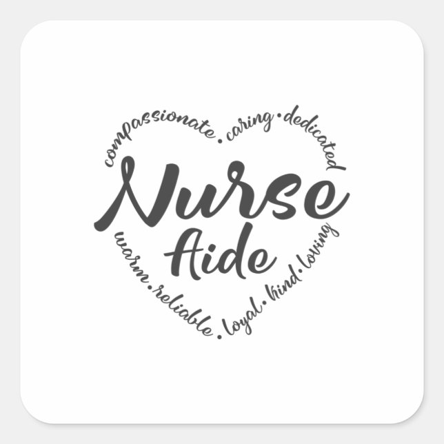 Sticker Carré Infirmière, aide infirmière avec coeur (Devant)