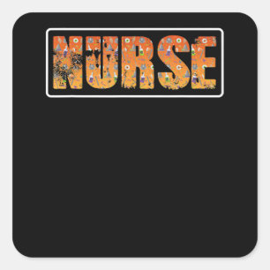 Sticker Carré Infirmière Cadeau Halloween avec Citrouille Spider