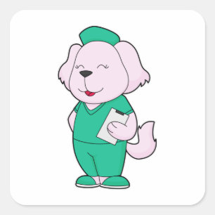 Sticker Carré Infirmière de chien