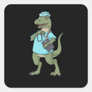 Sticker Carré Infirmière Dinosaure T-Rex Infirmière infirmièr