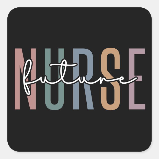 Sticker Carré Infirmière future | Infirmière en cadeaux de forma (Devant)