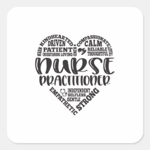 Sticker Carré Infirmière praticienne, NP, coeur