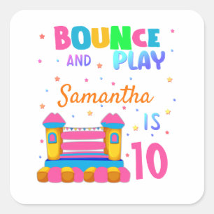 Sticker Carré Inflatable Bounce House Jump Anniversaire Fille de