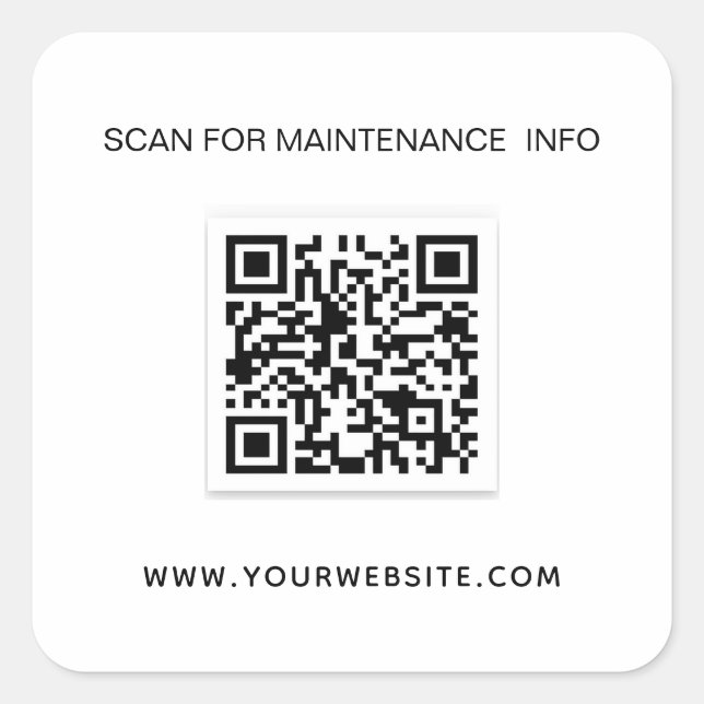 Sticker Carré Informations de maintenance du code qr noir blanc  (Devant)