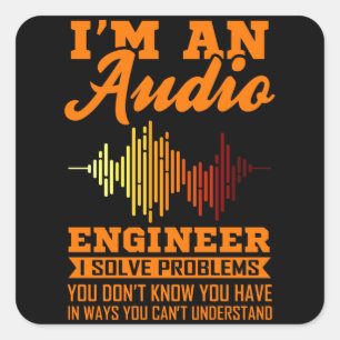 Sticker Carré Ingénieur audio Funny Ingénieur Diplôme d'Ingé