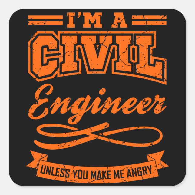 Sticker Carré Ingénieur Civil Drôle Ingénieur Drôle Diplôme d'In (Devant)