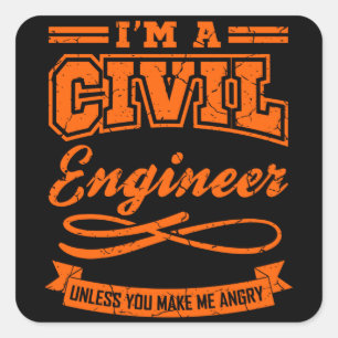 Sticker Carré Ingénieur Civil Drôle Ingénieur Drôle Diplôme d'In