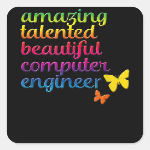 Sticker Carré Ingénieur informatique drôle Ingénierie fille mi