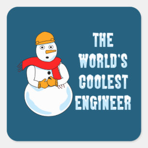 Sticker Carré Ingénieur le plus froid Snowman
