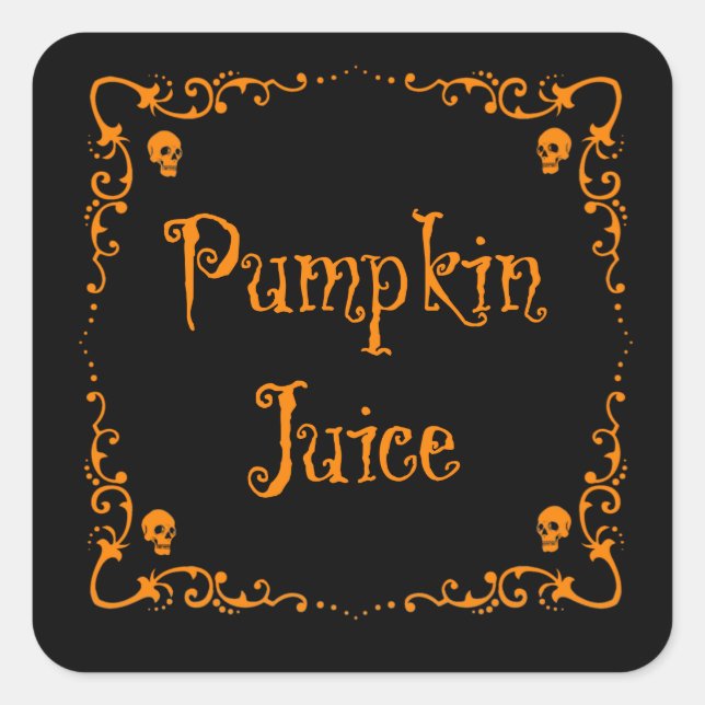 Sticker Carré Ingrédients de potion d'Halloween Jus Citrouille (Devant)