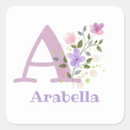 Sticker Carré Initiale Plus Nom Arabella Floral Design