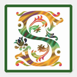 Sticker Carré Initiale vintage S - Monogramme S