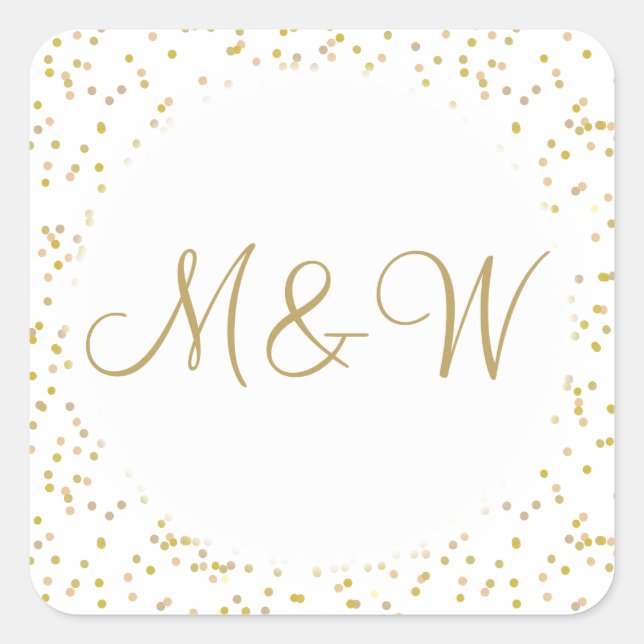 Sticker Carré Initiales de monogramme d'or Script Gold Dust (Devant)