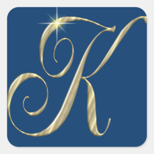 Sticker Carré Initiales du monogramme d'or K