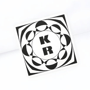Sticker Carré Initiales géométriques verticales en monogramme gr