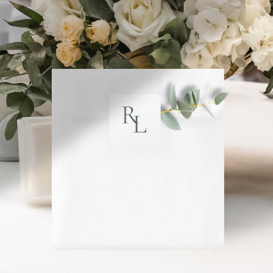 Sticker Carré Initiales minimes à deux Mariages vert doux