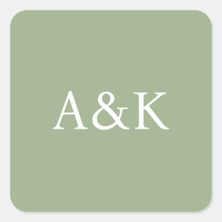 Sticker Carré Initiales personnalisées sur mariage vert sauge