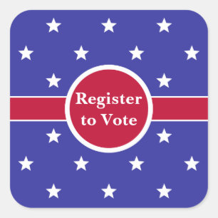 Sticker Carré Inscrivez-vous pour voter Red Blue White Stars