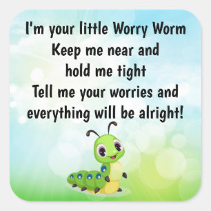Sticker Carré Insérez la carte Poem Worm Worm