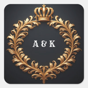 Sticker Carré Insigne de Couronne Royale de Laurier ✨