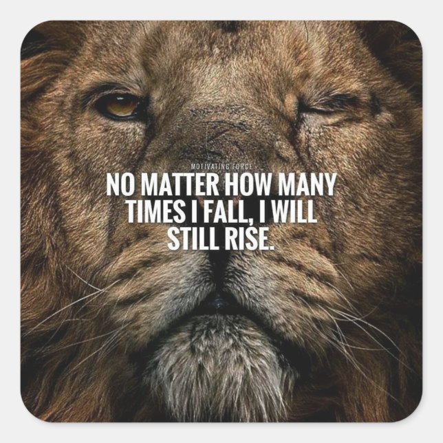 Sticker Carré Inspiration Lion - Automne et Montée - Motivationn (Devant)