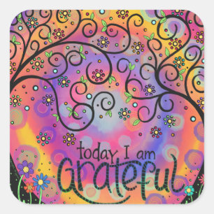 Sticker Carré Inspiration Plutôt Grateful Mignonne classe