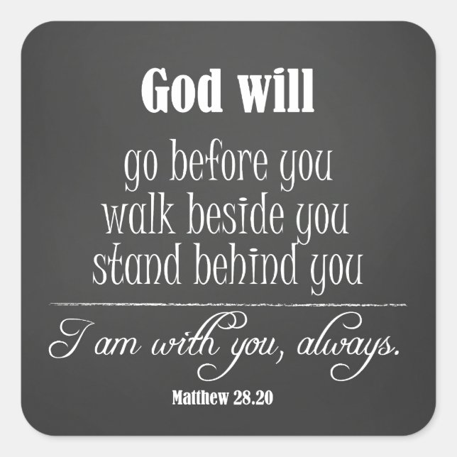 Sticker Carré Inspirationnal God Will Quota avec Bible Verset (Devant)