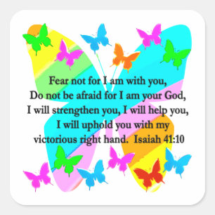 STICKER CARRÉ INSPIRING ISAIAH 41:10 BIBLE VERSE DESIGN