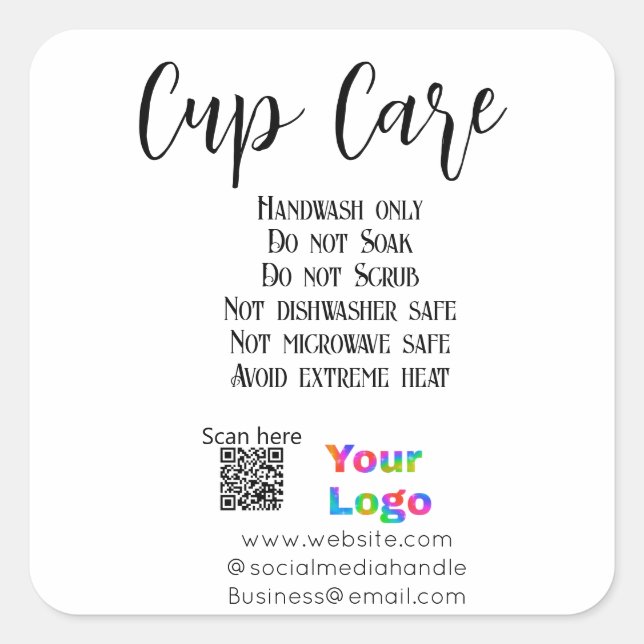 Sticker Carré Instructions pour l'entretien de la coupe ajouter  (Devant)