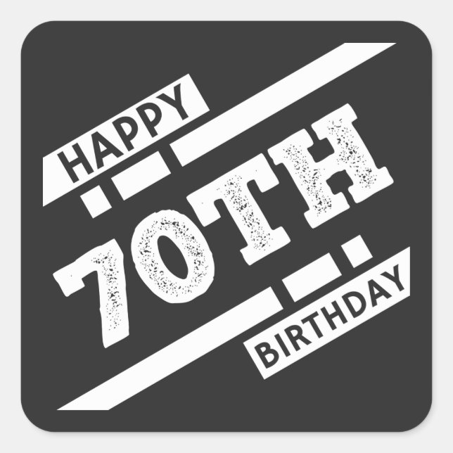 Sticker Carré Intéressant joyeux 70e anniversaire de typographie (Devant)
