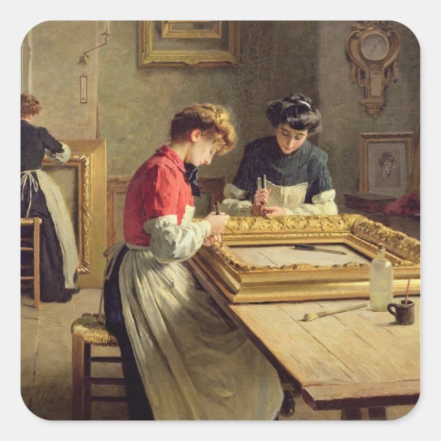 Sticker Carré Intérieur d'un atelier d'Gilding de cadre (Devant)