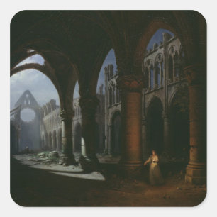 Sticker Carré Intérieur d'une abbaye dans les ruines, 1848