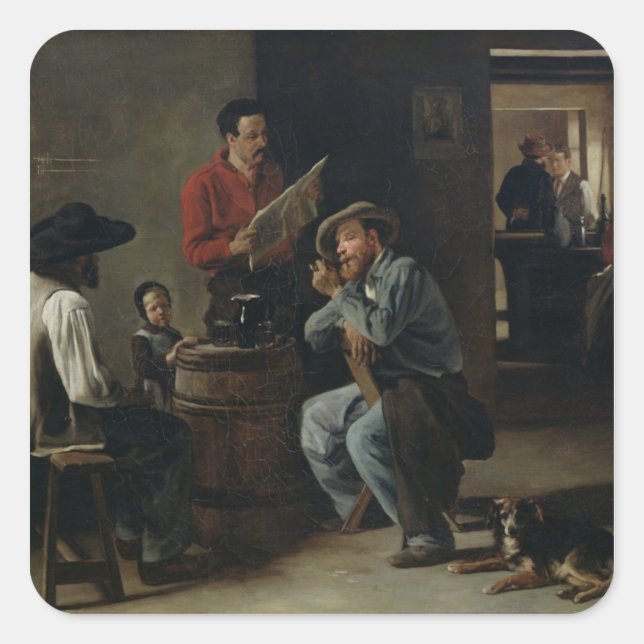 Sticker Carré Intérieur d'une taverne, 1859 (Devant)