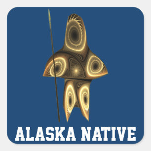 Sticker Carré Inuit Hunter - Autochtones de l'Alaska