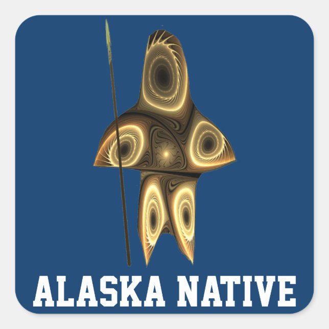 Sticker Carré Inuit Hunter - Autochtones de l'Alaska (Devant)