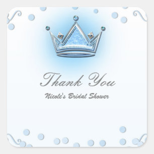 Sticker Carré Invitation avec confettis pour fête couronne bleue