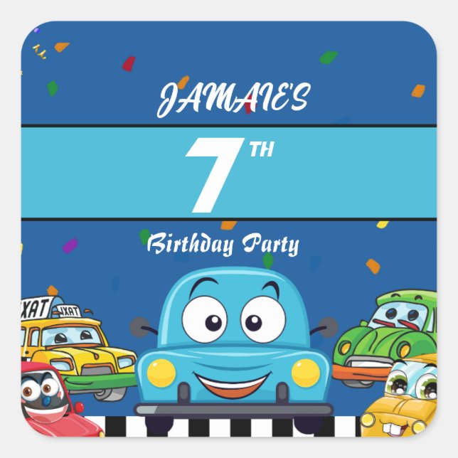 Sticker Carré Invitation d'anniversaire (Devant)
