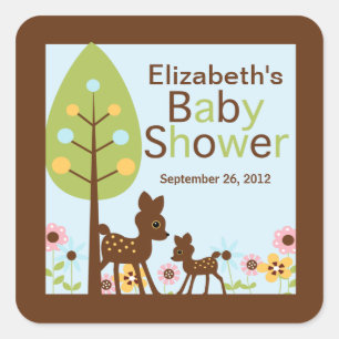 Sticker Carré Invitation de baby shower de garçon de cerfs