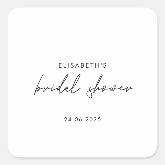 Sticker Carré Invitation de Fête des mariées de script minimal (Devant)