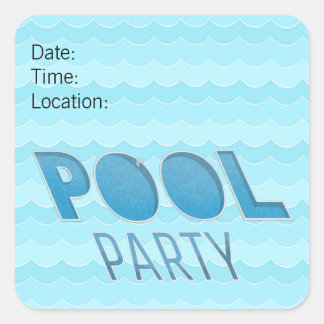Sticker Carré Invitation de la partie de pool ou rappel